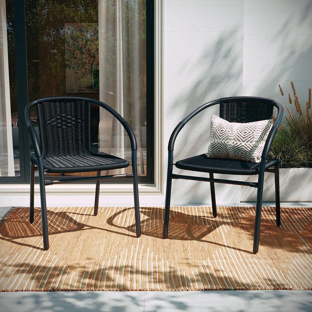 Black Rattan Stackable Dining Chairs Set of 4 E869377